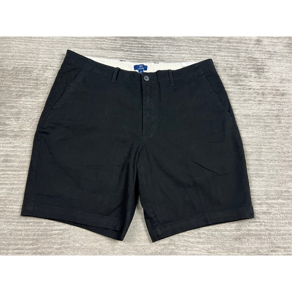 George Chino Shorts Mens 36 Black Flat Front Classic Casual Twill GE34100123228‎